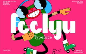 现代时尚品牌海报徽标设计无衬线英文字体安装包 Feelyu – Unique Display and Bold Typeface