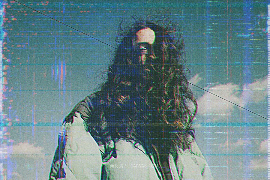 复古故障老式照片效果ps特效滤镜样机 VHS Aesthetics Photo Template , 第3张