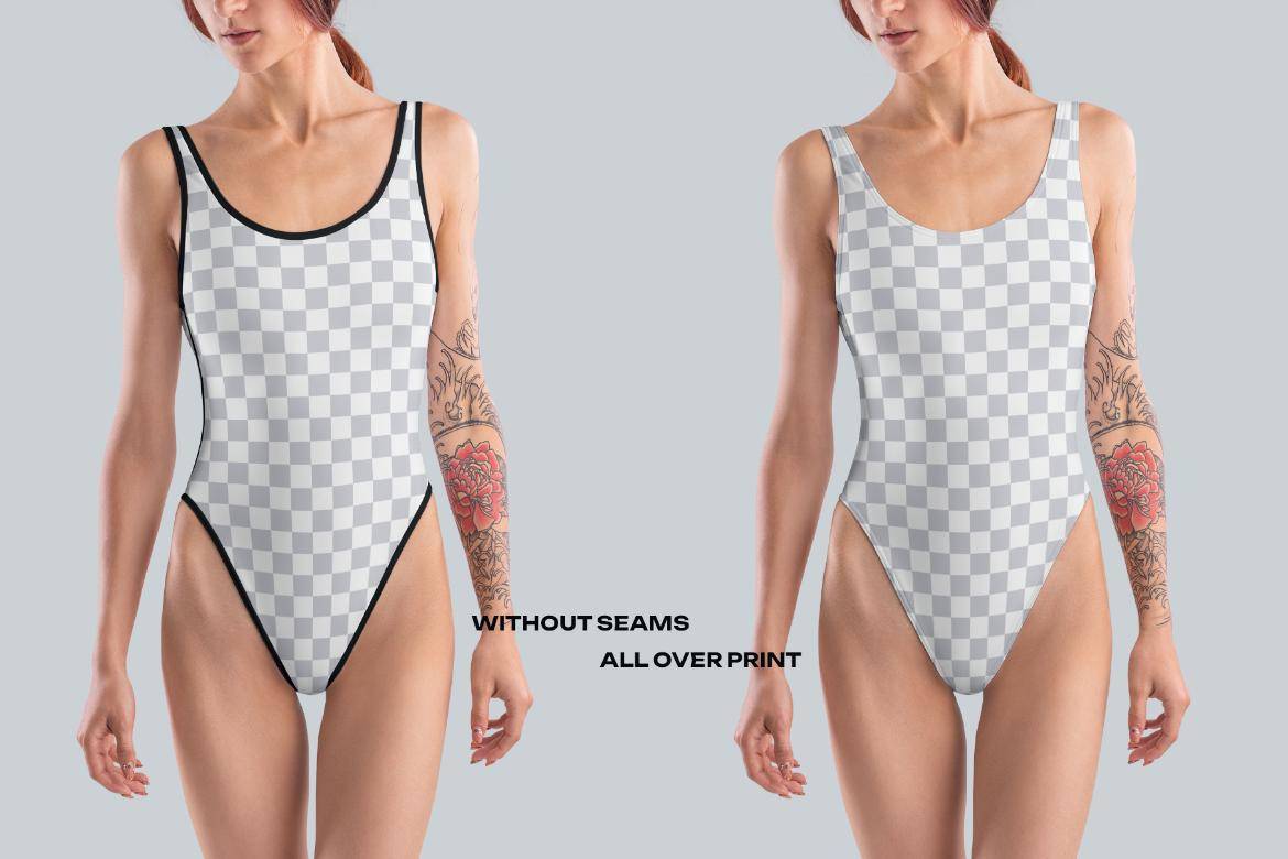 8款女士运动连体泳衣设计展示效果图PSD样机模板 8 Mockups Woman Athletic One Piece Swimsuit vol.03. Full height , 第5张