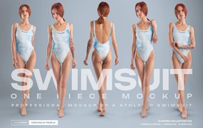 8款女士运动连体泳衣设计展示效果图PSD样机模板 8 Mockups Woman Athletic One Piece Swimsuit vol.03. Full height