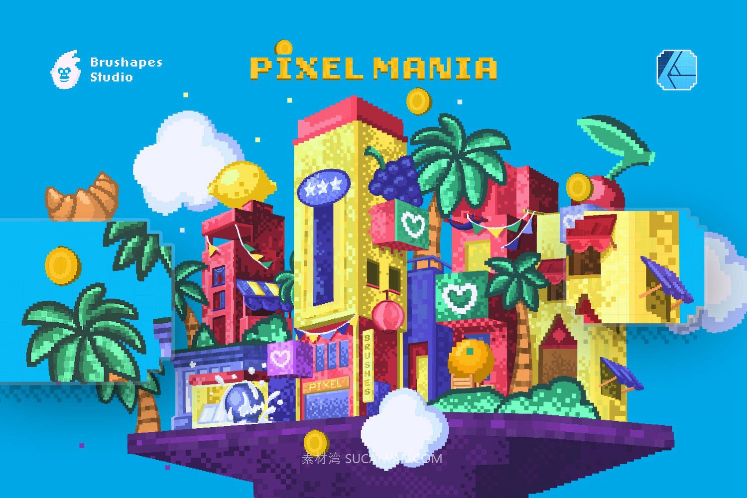 20组复古像素艺术Y2K绘画效果ps笔刷画笔 Pixel Mania Photoshop Brushes , 第6张