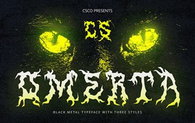 时尚哥特式品牌海报徽标设计装饰英文字体安装包 Omerta – Black Metal Font