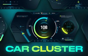 Pixflow – Car Cluster HUD UI Templates AE/PR预设 汽车Ai智能驾驶仪表盘HUD信息看板面板动画模板