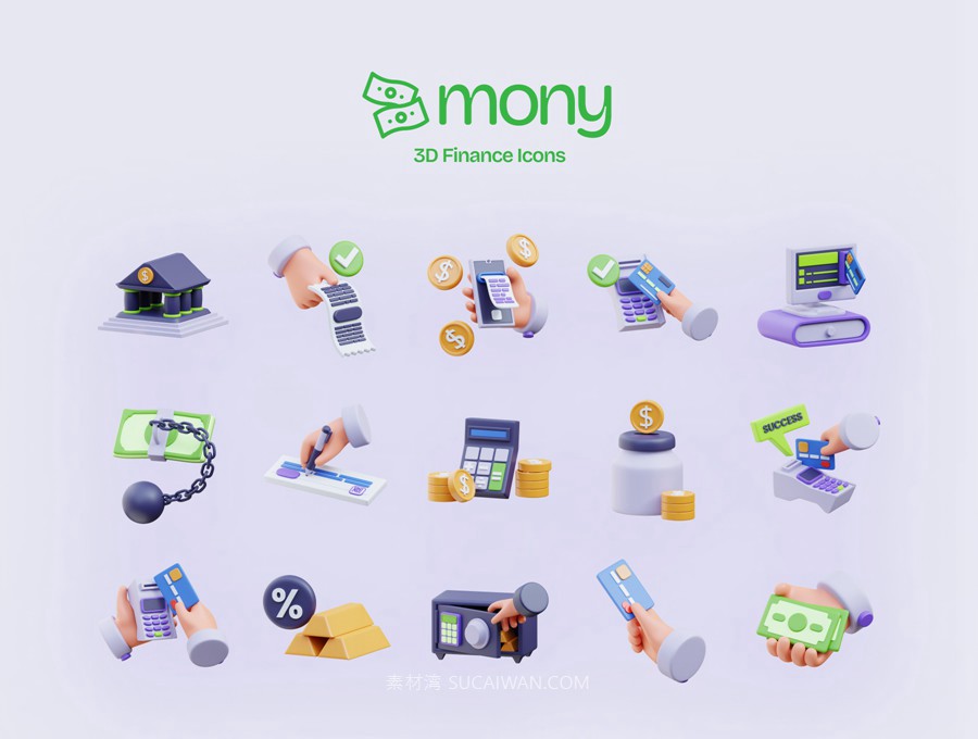 70款3D立体金融货币理财投资支付图标Icons设计Blender/Png/Obj格式素材 Mony – Finance 3D Icons , 第7张