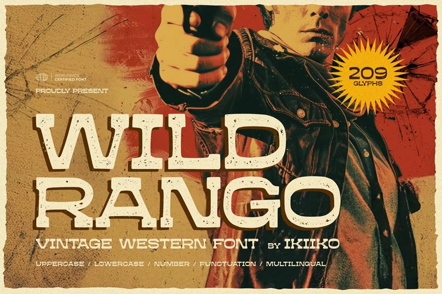 复古西部牛仔风格杂志包装电影设计衬线英文字体安装包 Wild Rango – Vintage Western Font , 第1张