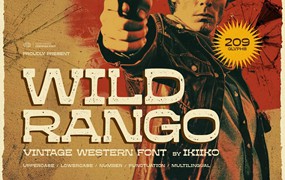 复古西部牛仔风格杂志包装电影设计衬线英文字体安装包 Wild Rango – Vintage Western Font