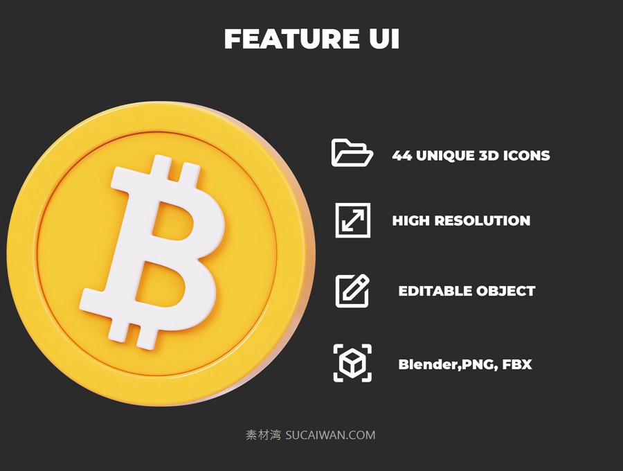 44款3D立体圆形金融加密货币图标Icons设计Blender/Fbx/Png格式素材 Crypto Coins 3D Icon Pack , 第2张