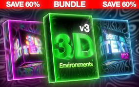 嘻哈说唱风格金属镀铬3D立体文本环境视频素材包 ULTIMATE 3D Text Environments V1-V3 BUNDLE