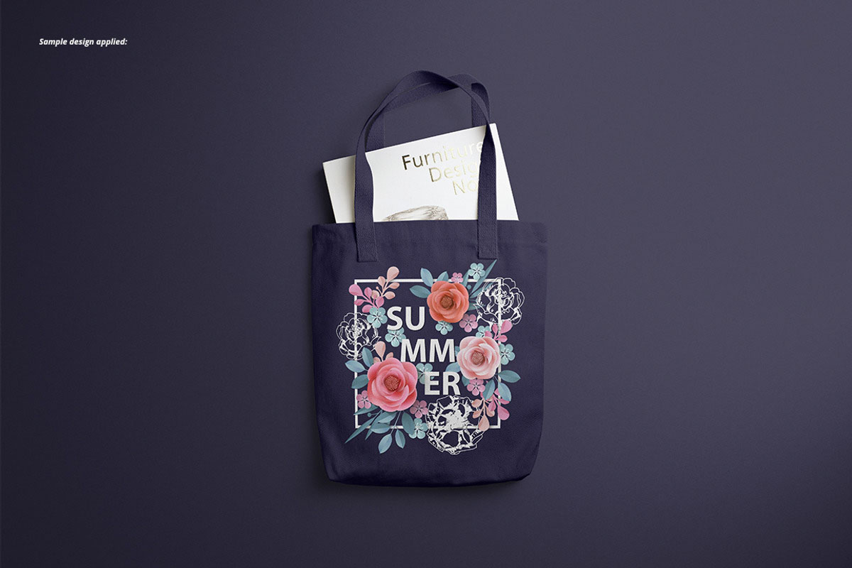 6款时尚无纺布手提帆布袋logo印花vi贴图psd样机模板素材 Los Angeles Apparel Tote Bag Mockup , 第7张