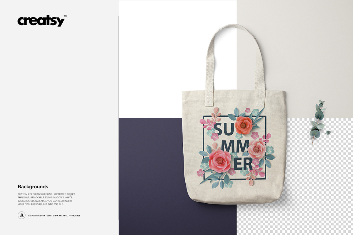 6款时尚无纺布手提帆布袋logo印花vi贴图psd样机模板素材 Los Angeles Apparel Tote Bag Mockup , 第9张