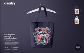 6款时尚无纺布手提帆布袋logo印花vi贴图psd样机模板素材 Los Angeles Apparel Tote Bag Mockup