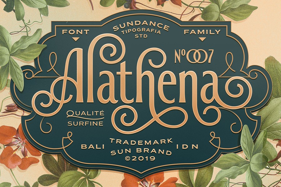 新艺术法国风格优雅品牌标志Logo设计装饰英文字体安装包 Alathena Font Family by Sundance Tipografia , 第1张