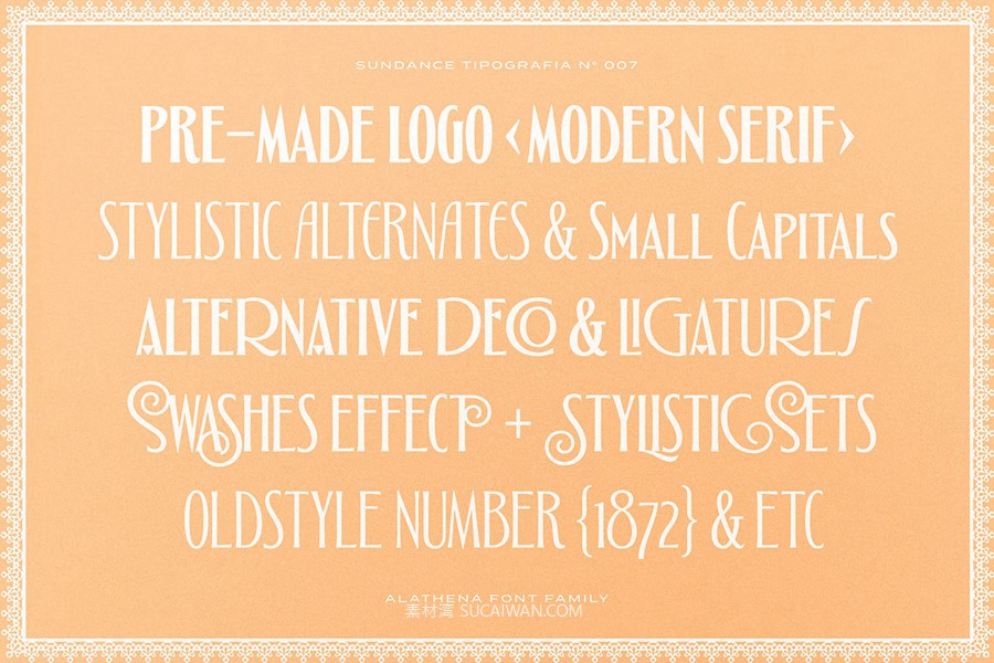 新艺术法国风格优雅品牌标志Logo设计装饰英文字体安装包 Alathena Font Family by Sundance Tipografia , 第3张