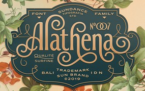 新艺术法国风格优雅品牌标志Logo设计装饰英文字体安装包 Alathena Font Family by Sundance Tipografia