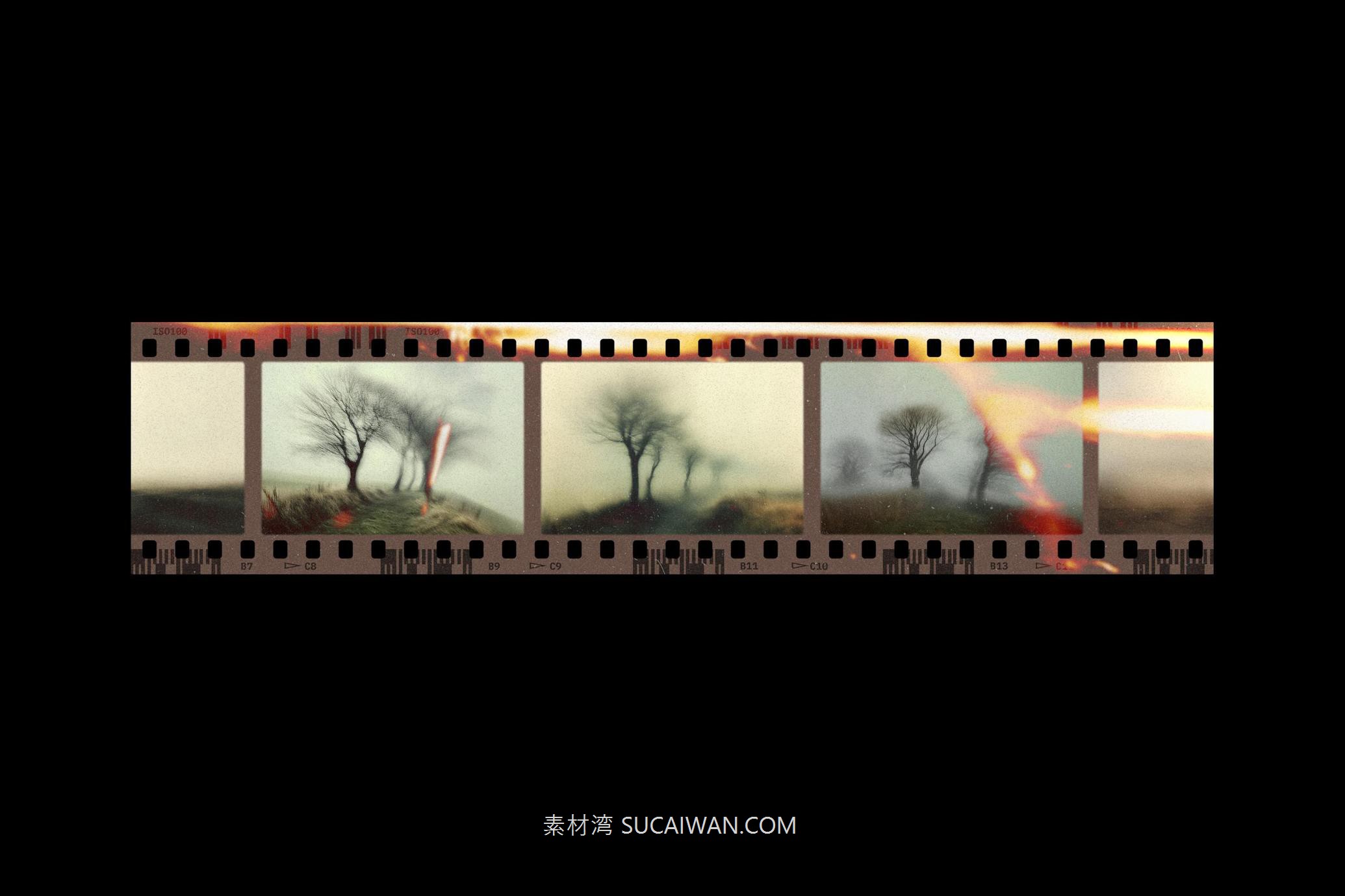 复古做旧电影胶片边框模拟燥点划痕图像照片PSD特效样机素材 Vintage Film Frames Mockups , 第6张