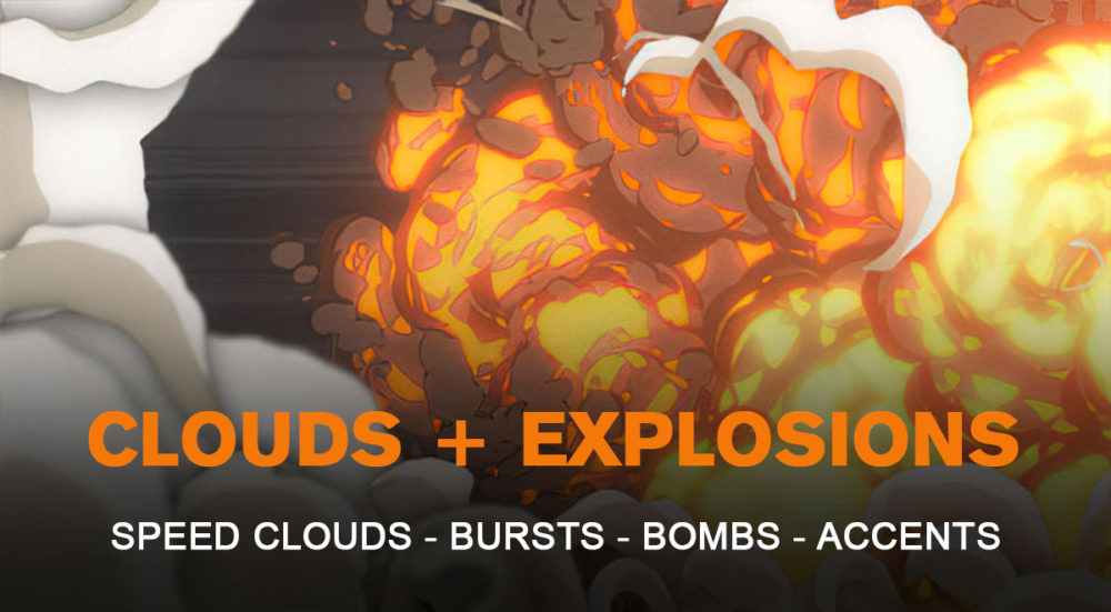 48组卡通动漫爆炸烟雾特效视频叠层4K素材 Production Crate – Toon Clouds and Explosions 4K VFX Items , 第1张