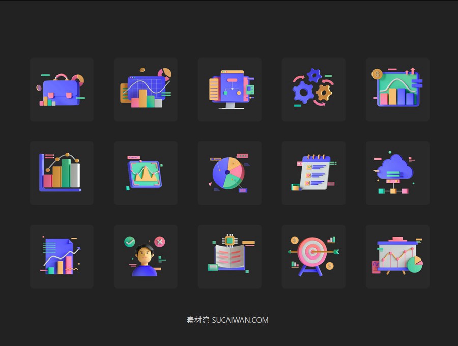 30款高级商业办公金融理财数据统计3D立体图标Icons设计Blender/Figma/Png格式素材 30 3D Business Analytics Icon Set , 第7张