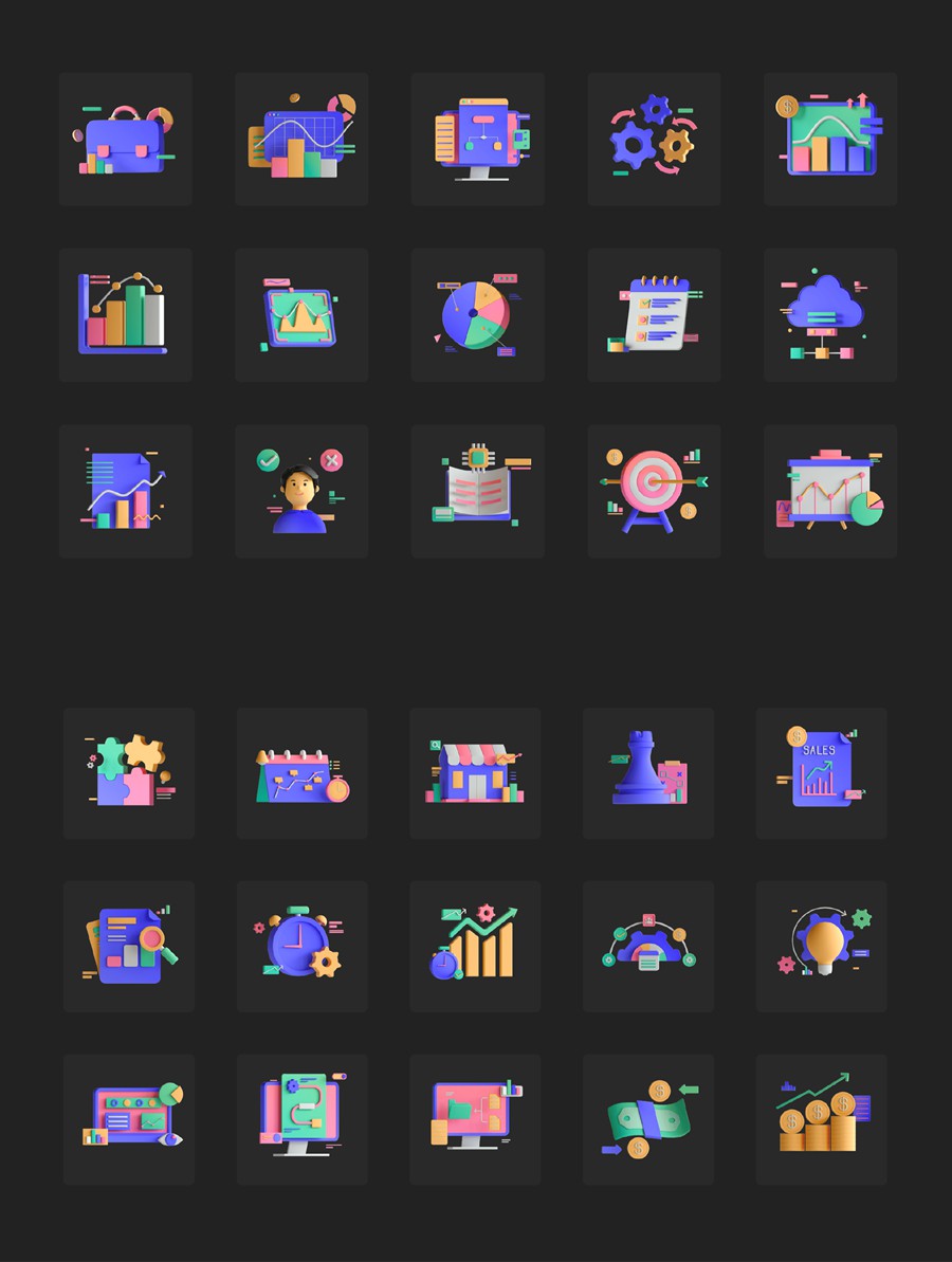 30款高级商业办公金融理财数据统计3D立体图标Icons设计Blender/Figma/Png格式素材 30 3D Business Analytics Icon Set , 第11张